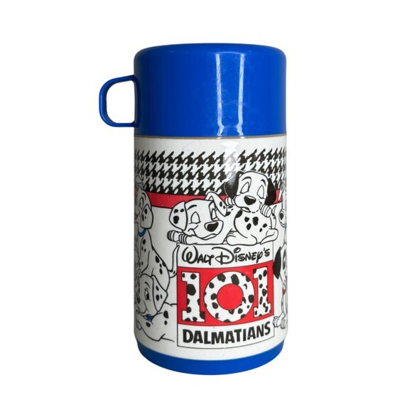 Vintage Aladdin Disney 101 Dalmatians Thermos 6.5" Blue Lid & Cup Plastic - Picture 1 of 7